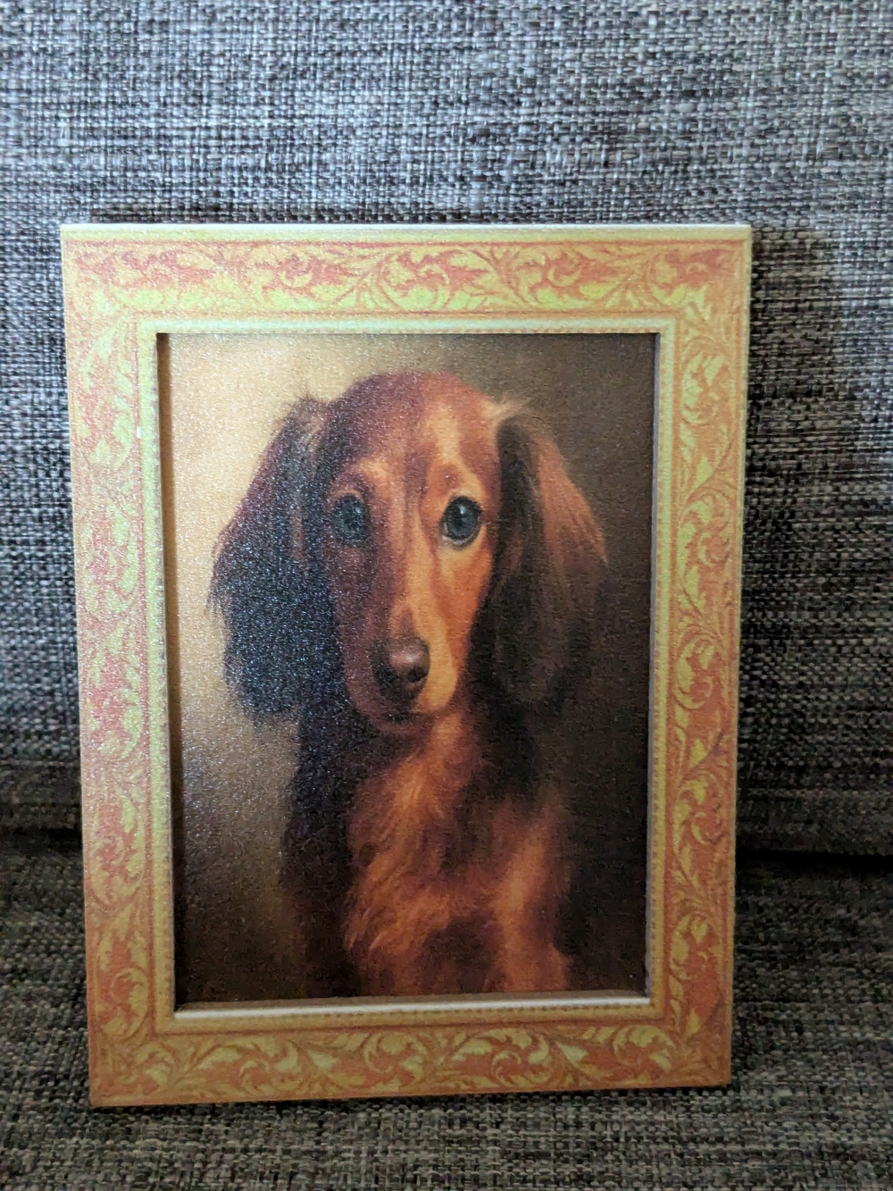 Classic Brown Adorable Dachshund Art Portrait Magnet.